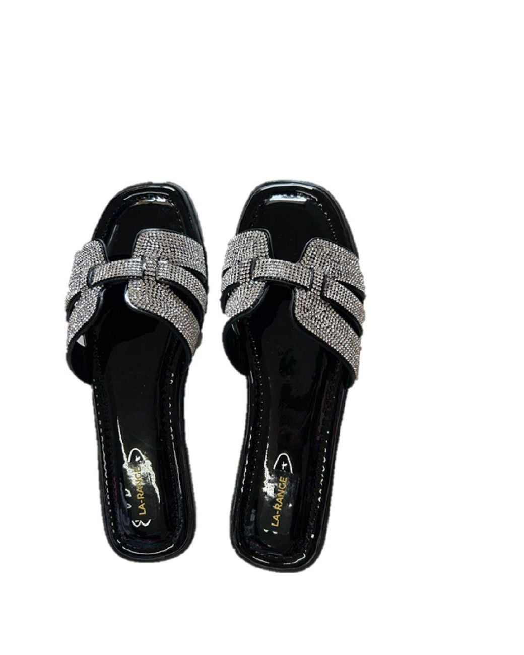 LARANGE Blue Sparkly Slip-On Sandals