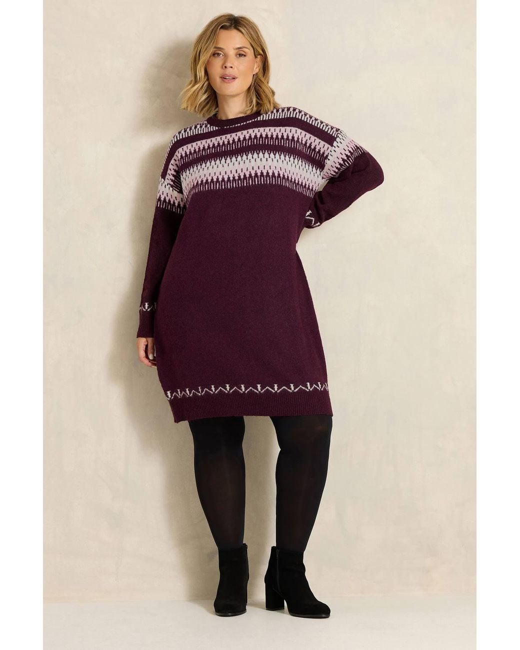 Evans Purple Fairisle Jumper Dress