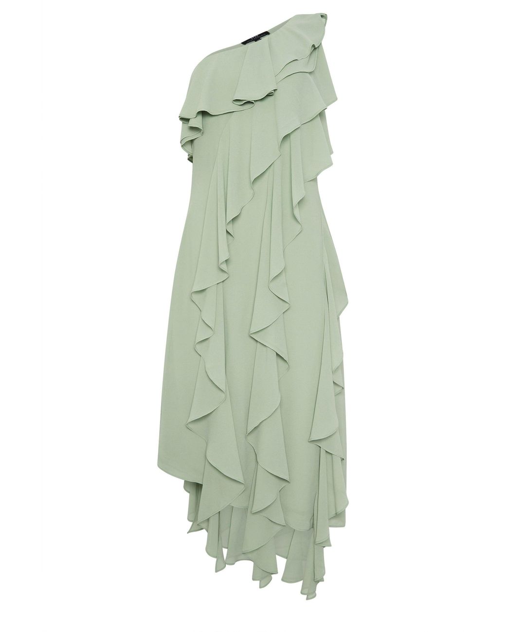 Star by Julien MacDonald Gray One Shoulder Ruffle Tiered Dress