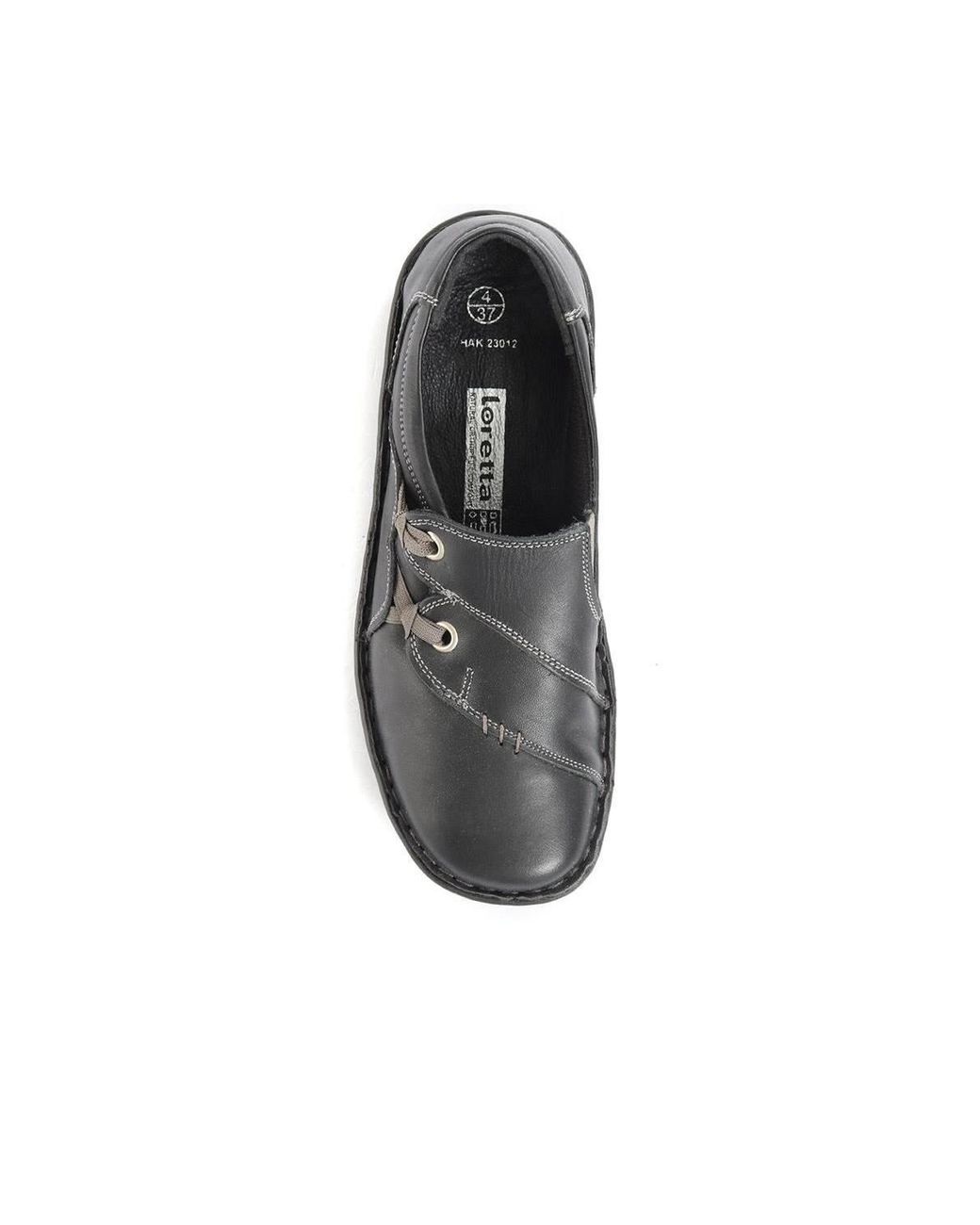 Pavers Gray Leather Slip On Shoe With Elastic Loop
