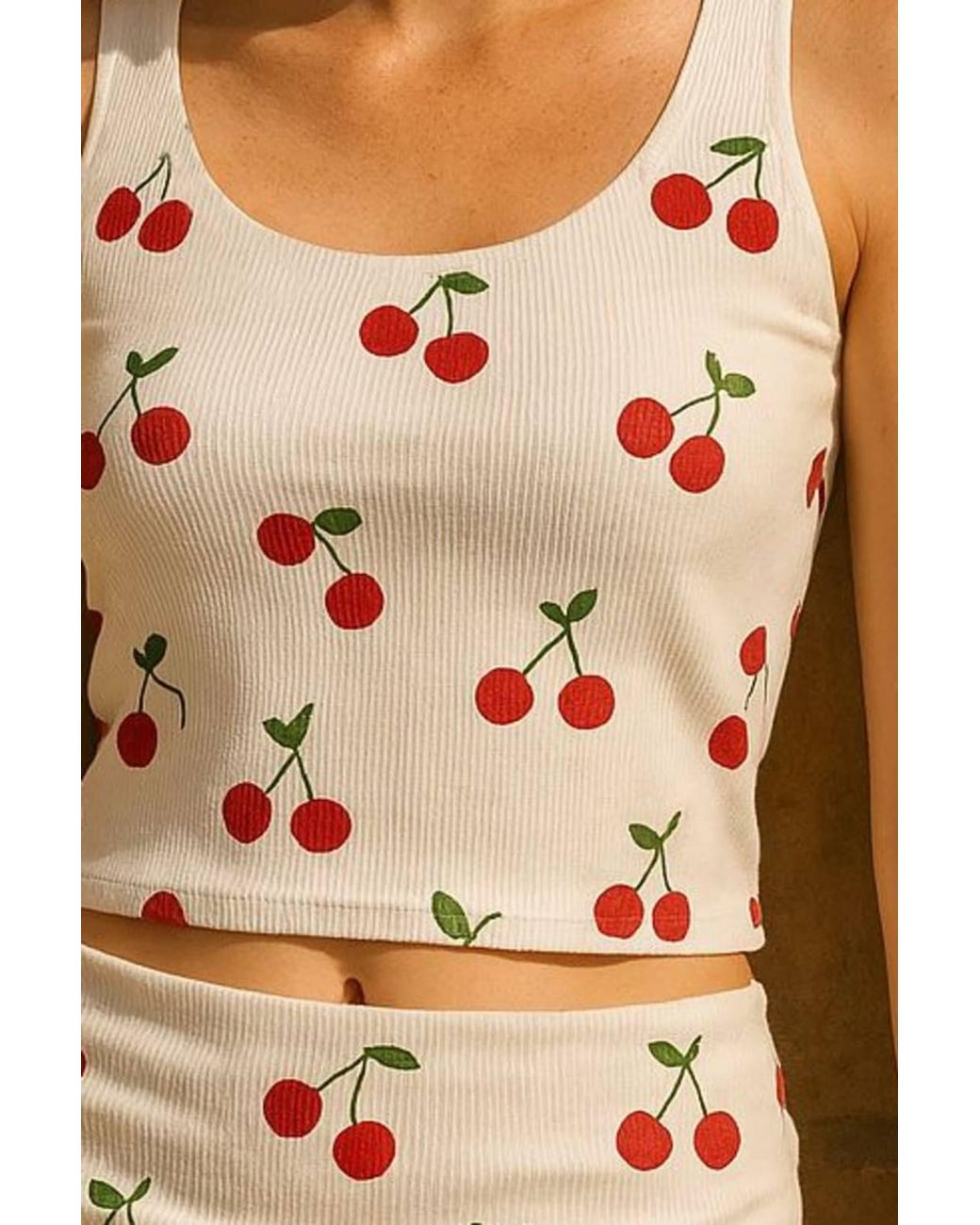Stylewise Brown Cherry Print Slinky Mini Skort