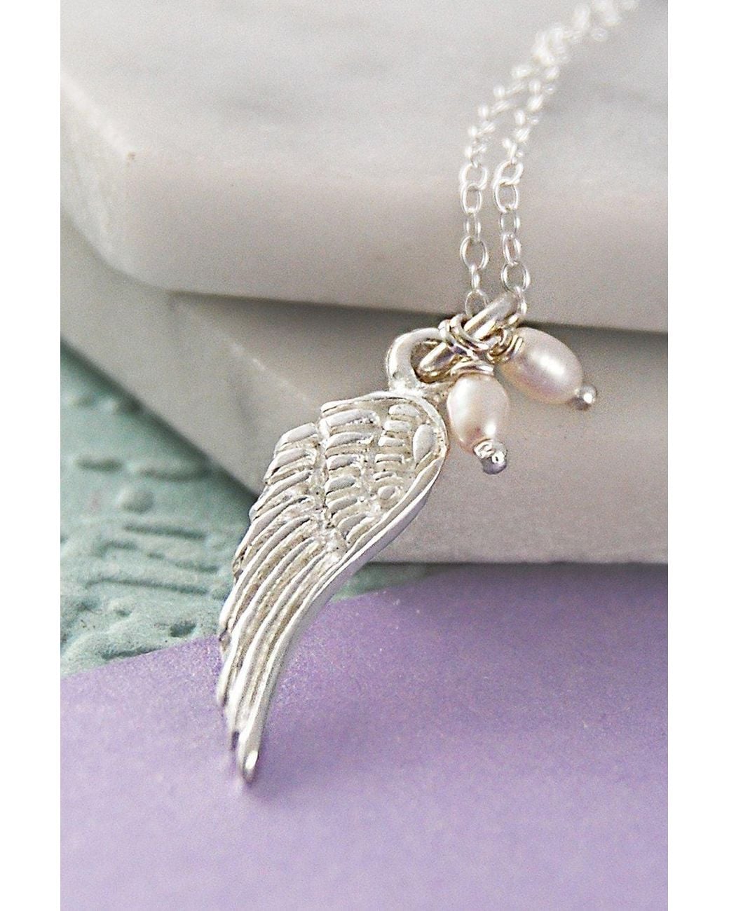 Otis Jaxon London Gray Angel Wing Sterling & Pearl Necklace