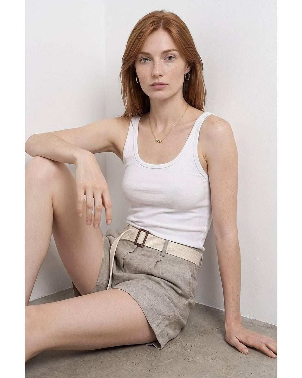 Dilvin Brown Ribbed Fitted Camisole Top