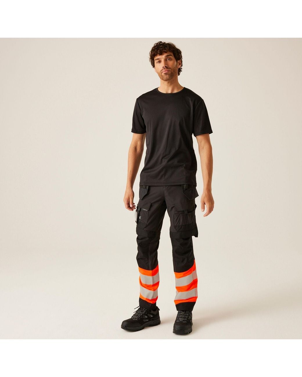Regatta Black Hi-Vis X-Pro Stretch Holster Work Trousers for men