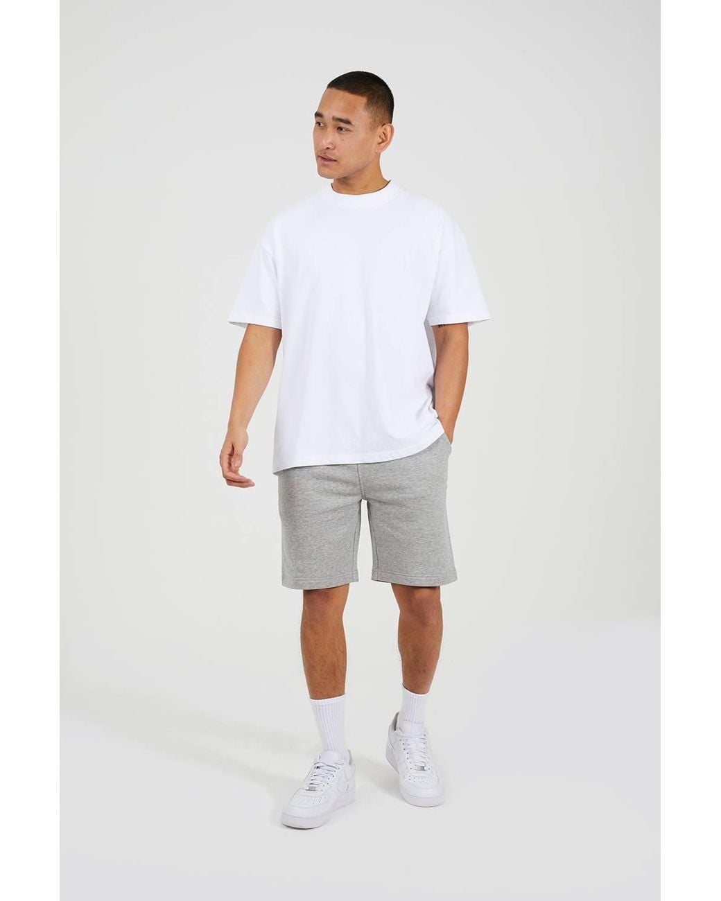 Brave Soul Gray Side Stripe Drawstring Jersey Shorts for men