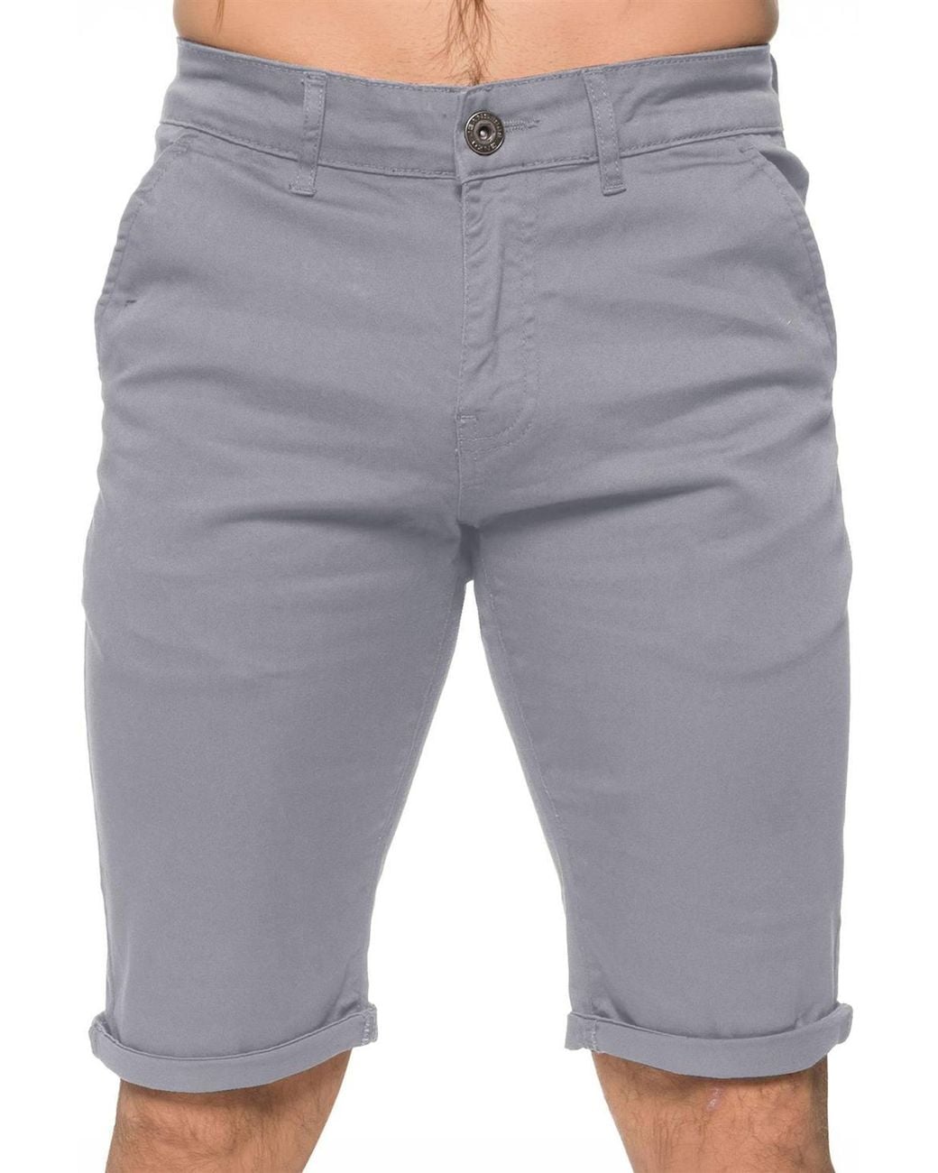 Enzo Gray Slim Fit Stretch Chino Shorts for men