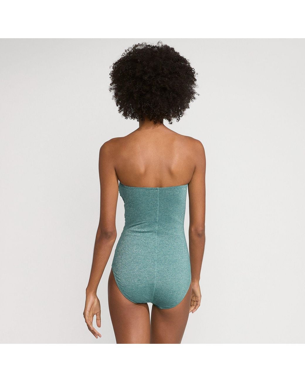 Lands' End Blue Bandeau Slender Swimsuit