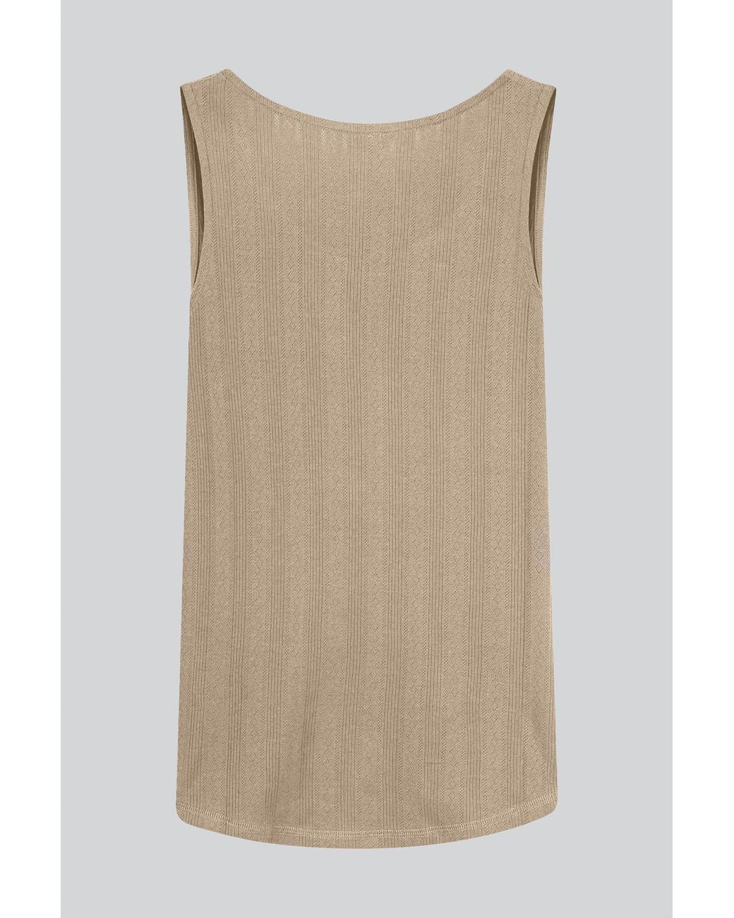 Enorsia Natural Textured Sleeveless V-Neck Tank Top