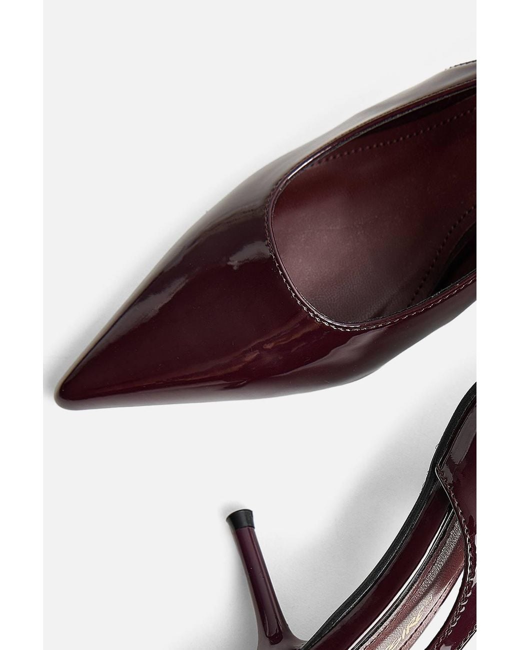 Public Desire Red Louis Patent Ankle Strap Court Mid Heel