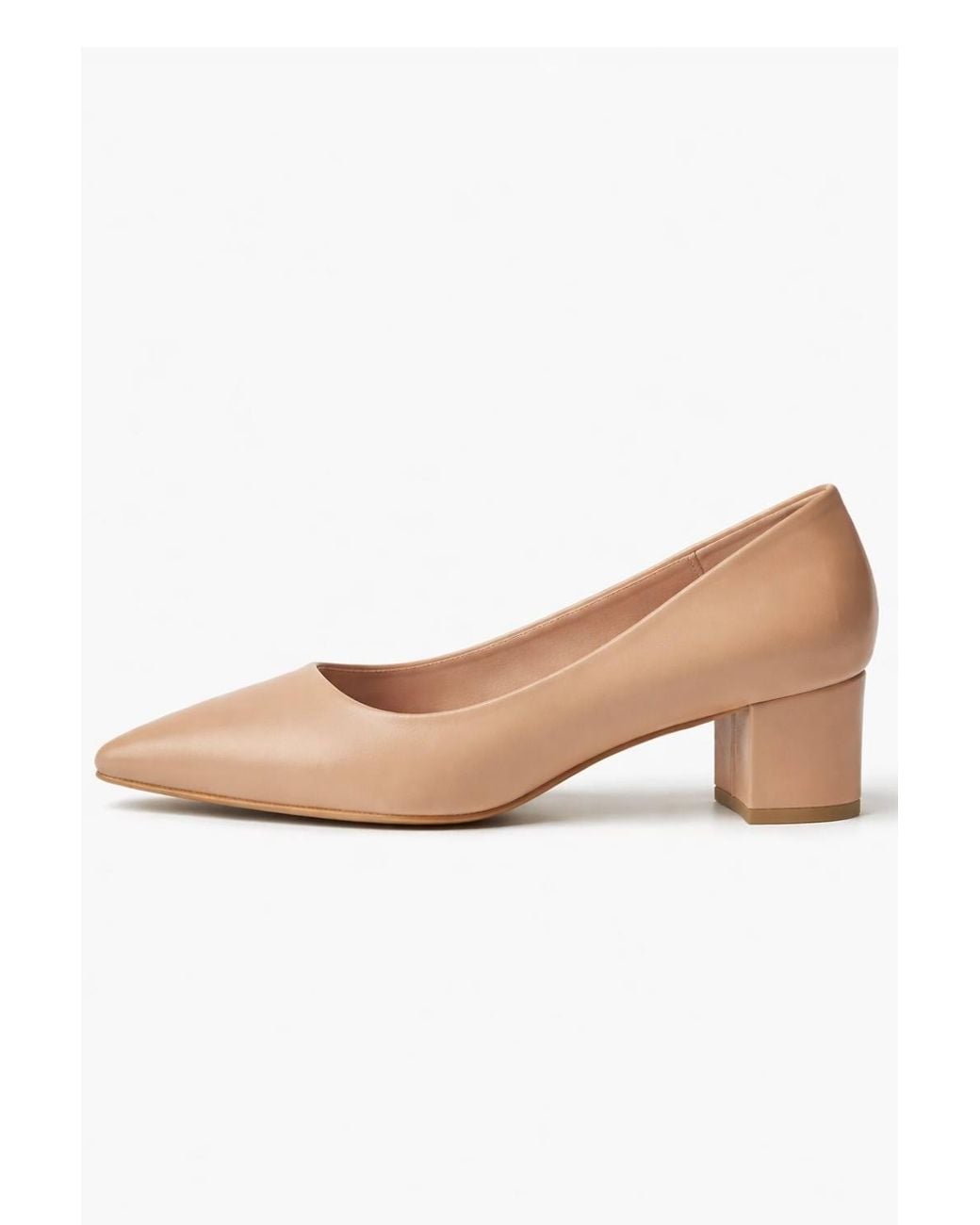 Spot on Natural Classic Block Heel Court Shoes