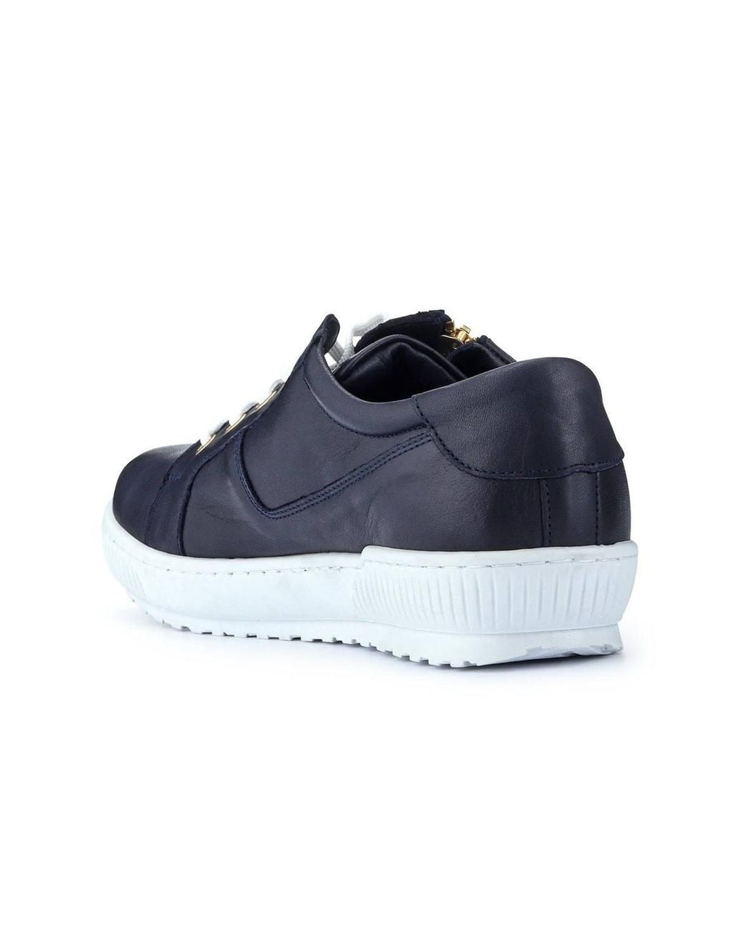 Jones Bootmaker Blue Padova Wide-Fit Leather Trainers