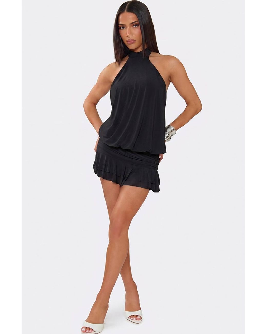 EGO Blue Blouson Style Sleeveless Mini Dress