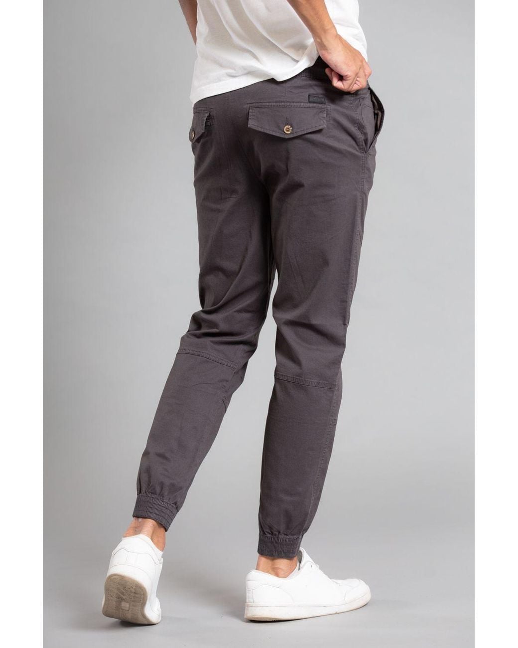 Tokyo Laundry Gray Cotton Cuffed Trouser for men