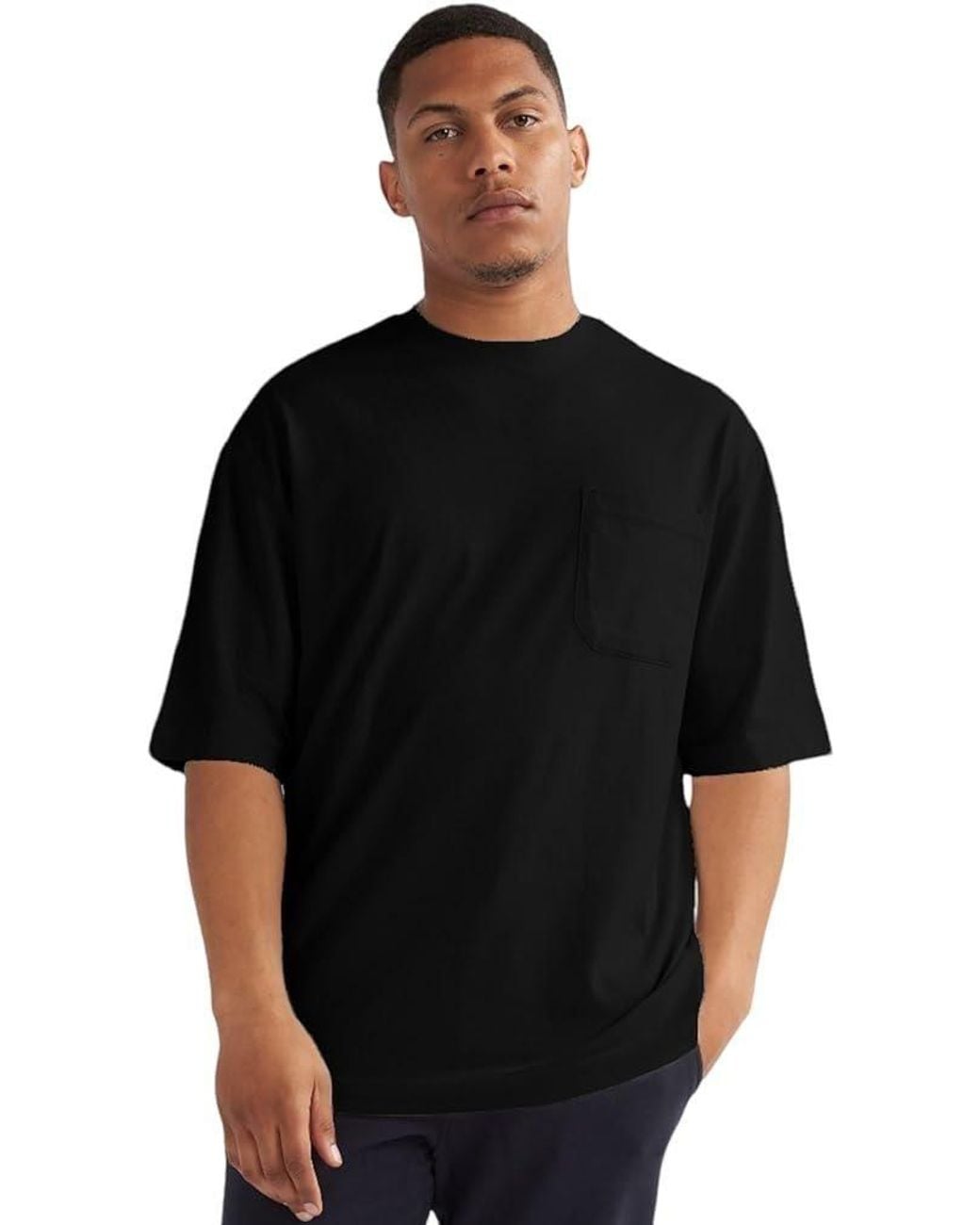 Alse Studio Black Cotton Premium Quality Oversized T-Shirt With Chest Pocket for men