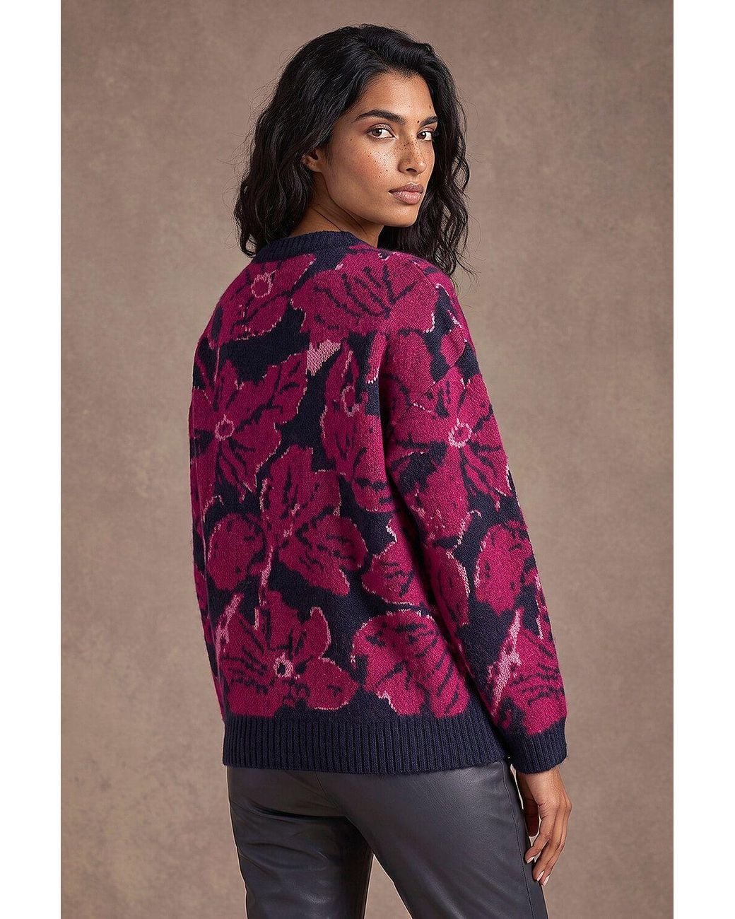 Roman Pink Floral Print Knit Jumper