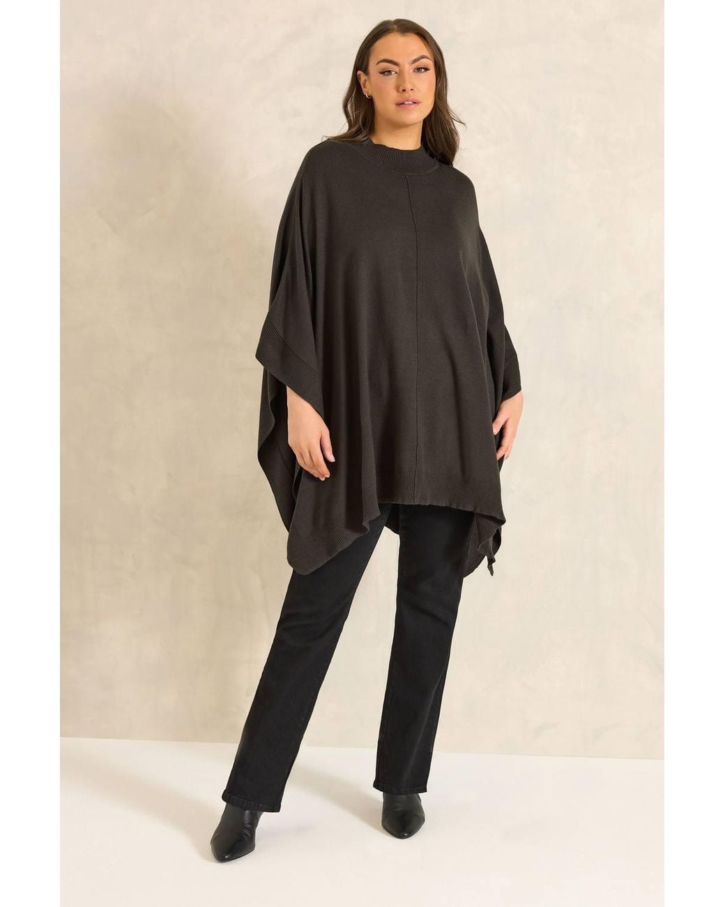 Evans Black Seam Detail Knitted Cape
