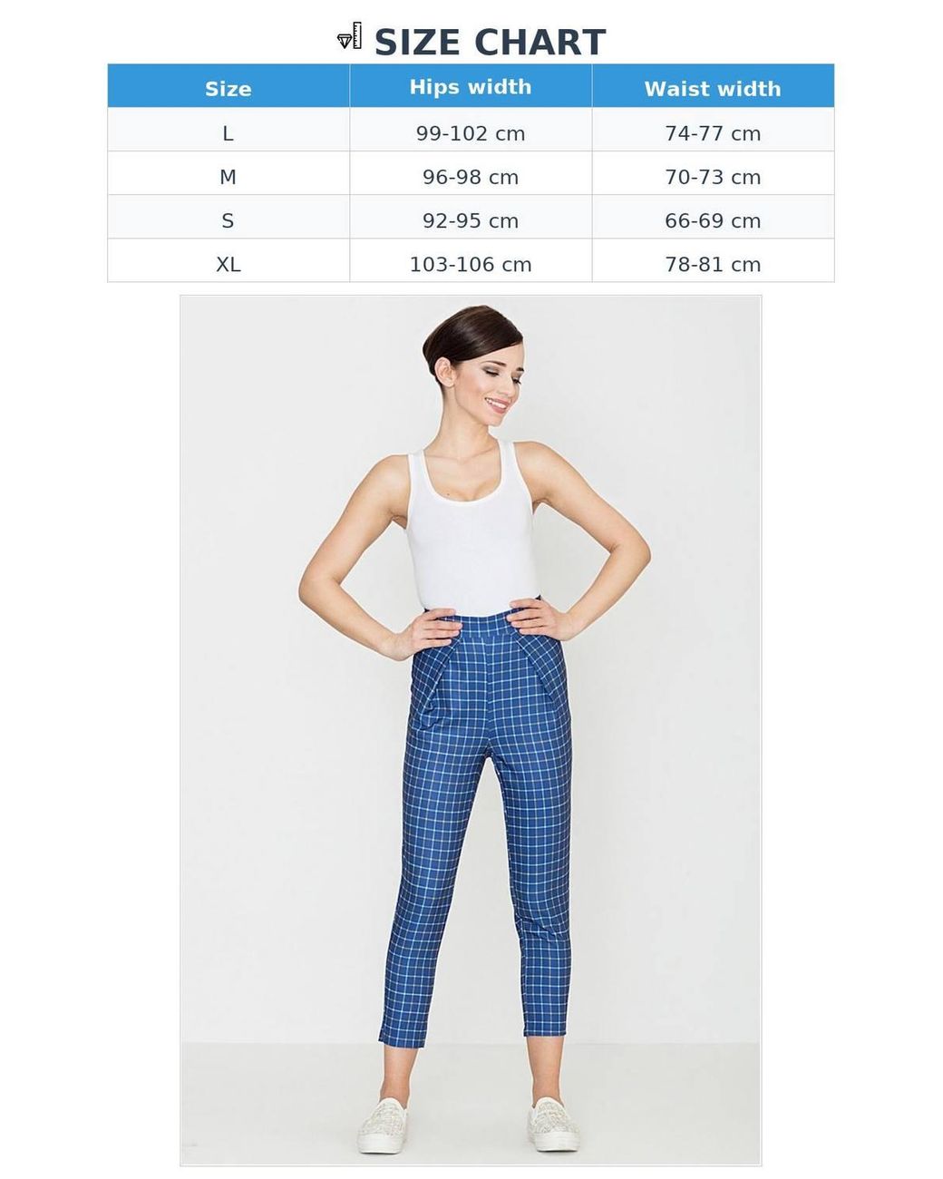 Love Lace Blue Loose Fit Retro Check High Waist Trousers