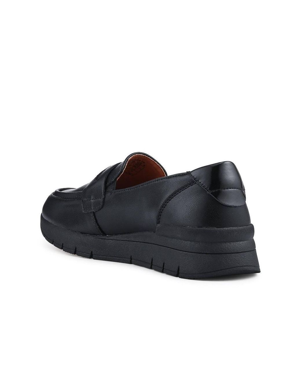 Pavers Black Heeled Leather Penny Loafers