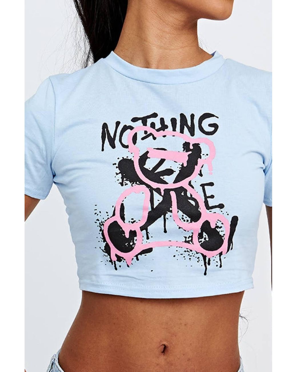 Stylewise White Graphic Print Crew Neck