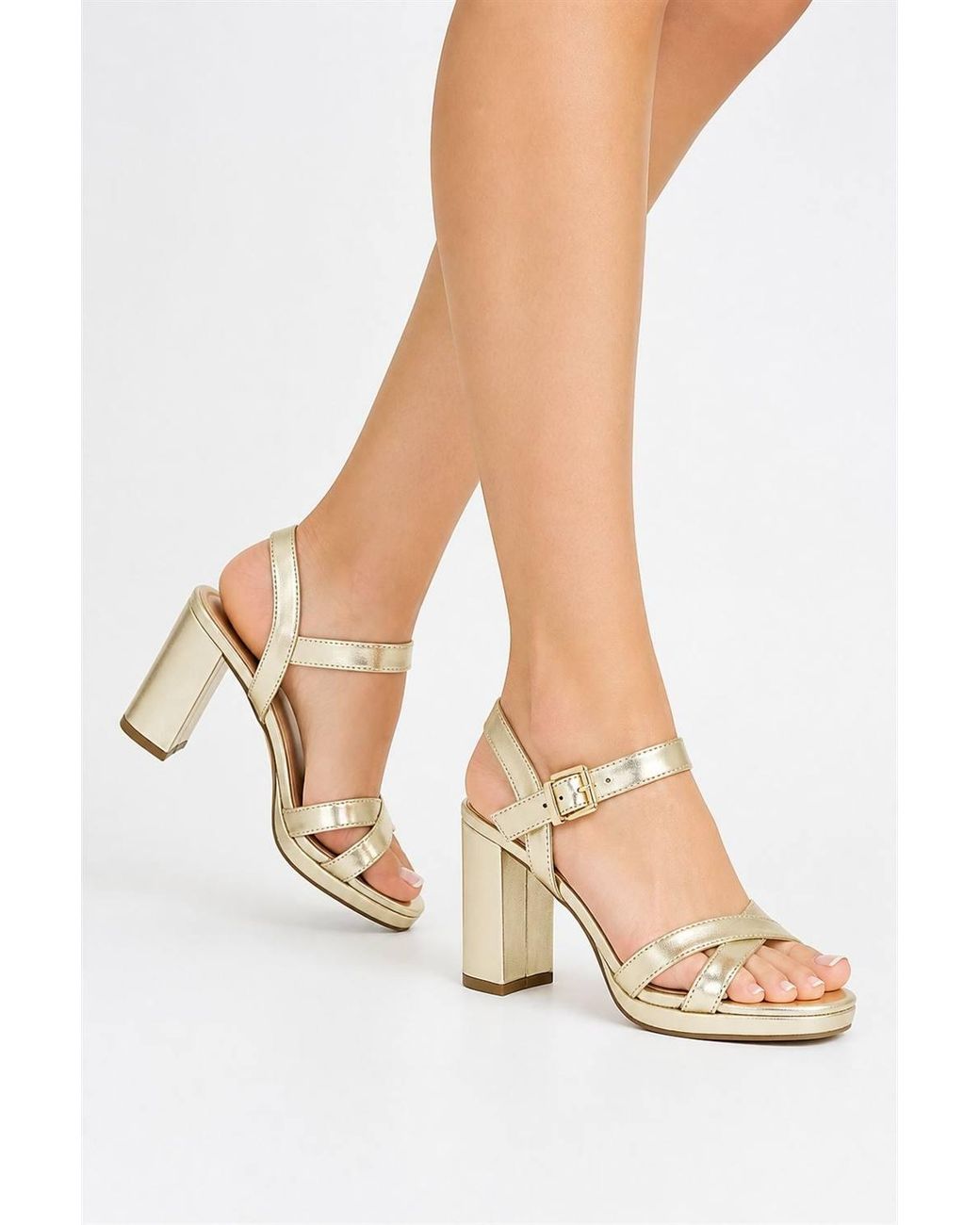 Miss Diva Natural Anahi 2 Strap Platform Block Heel Anklestrap Sandals