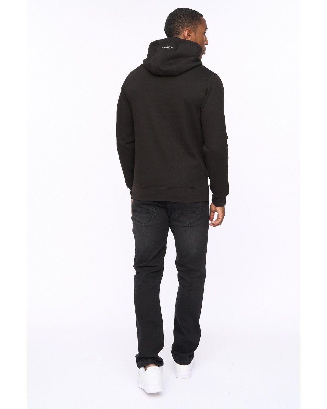 Crosshatch Black Carrimoore Premium Graphic Hoodie With Soft-Touch & High Build Details for men
