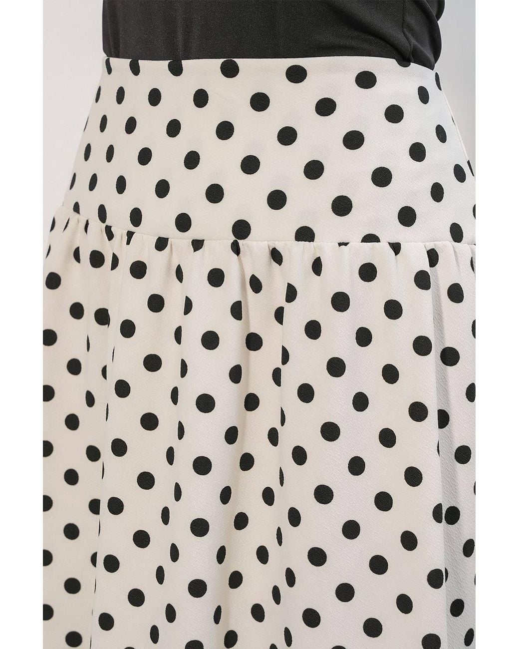 Bigdart White High-Waist Polka Dot Maxi Skirt