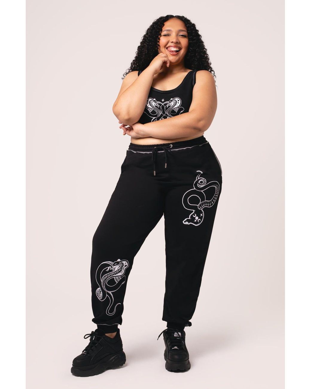 Hell Bunny Black Venom Lightweight Contrast Stitching Joggers