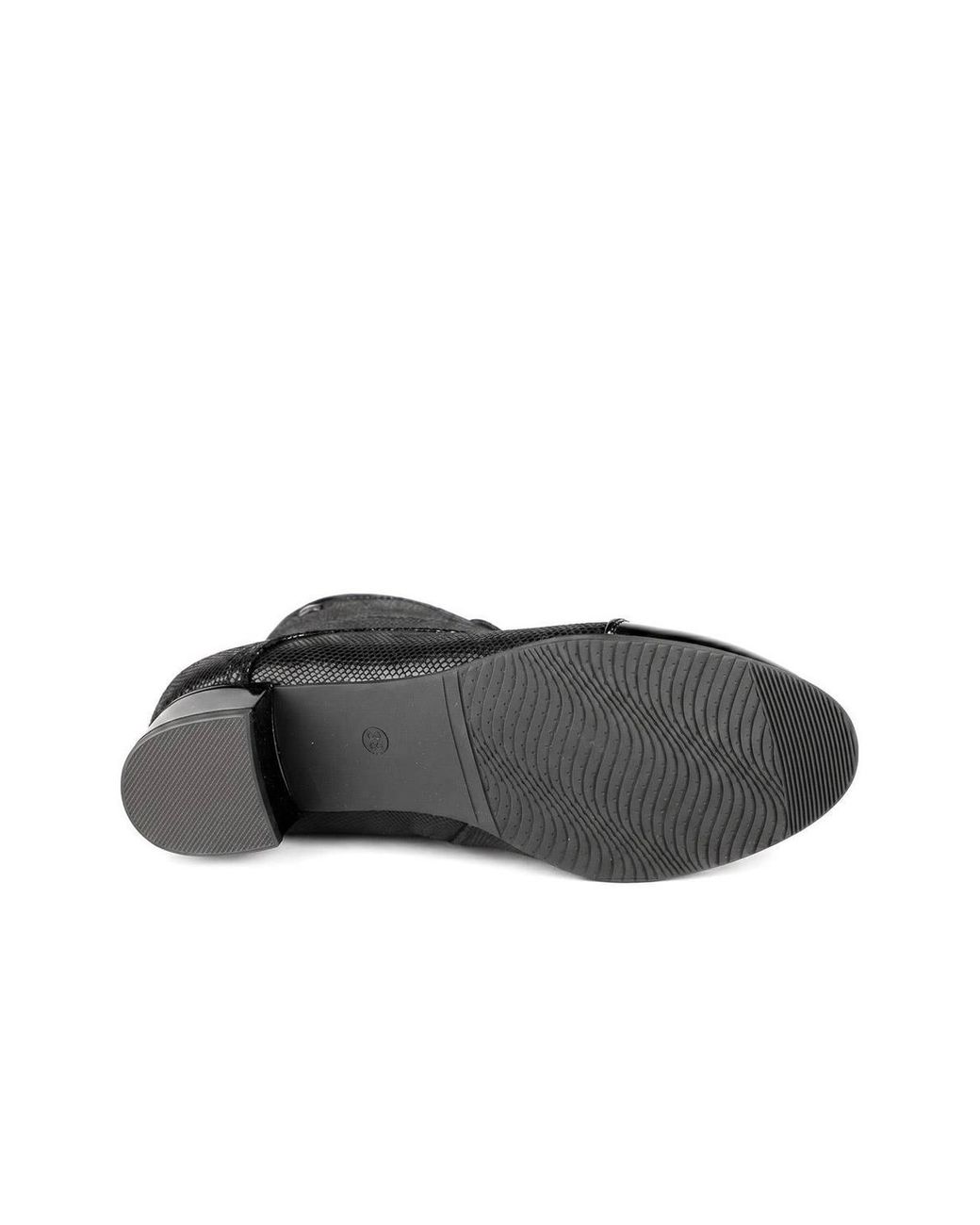 Pavers Black Wide Fit Smart Patent Toe Ankle Boots