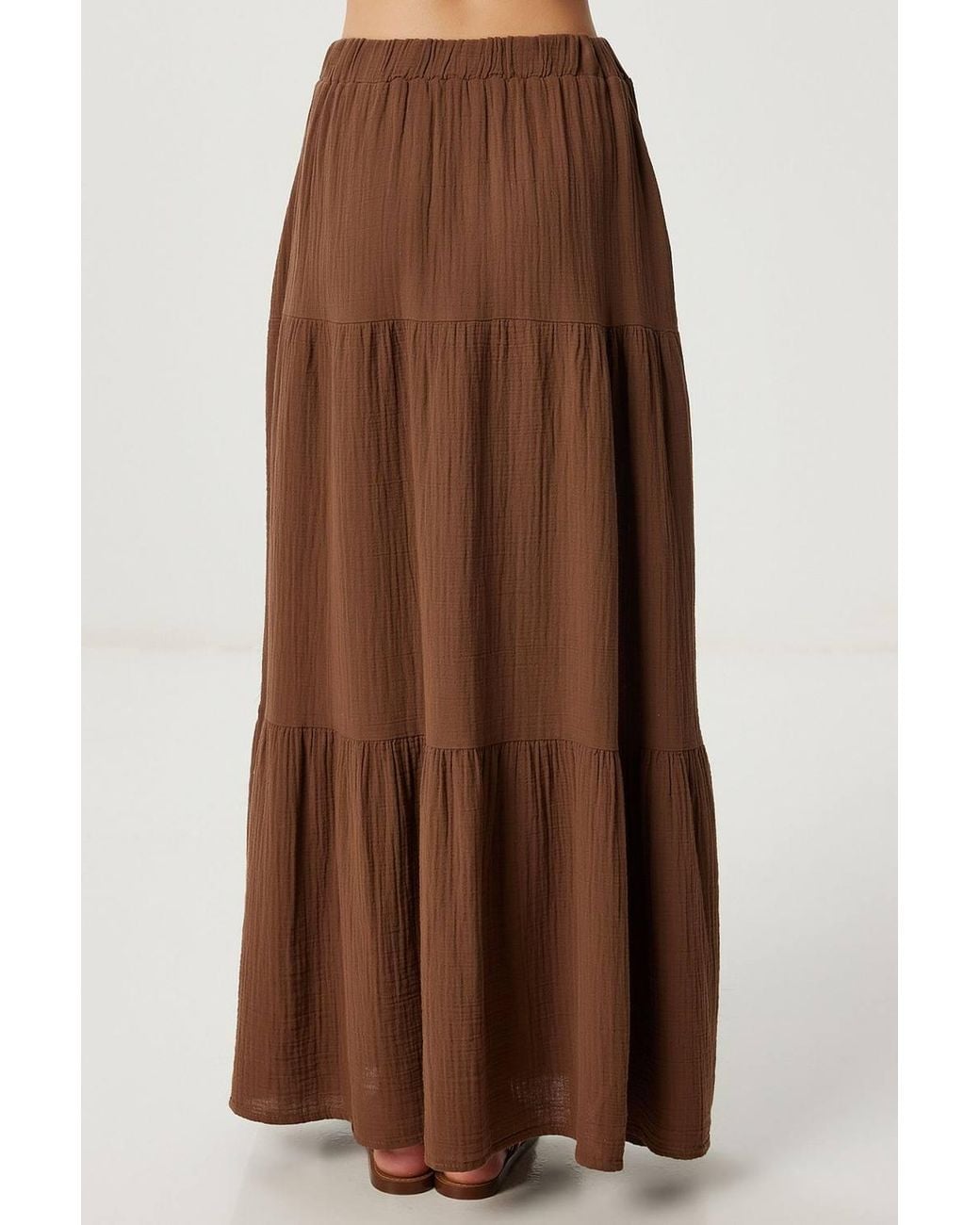 Happiness İstanbul Brown High Waist A-Line Maxi Skirt