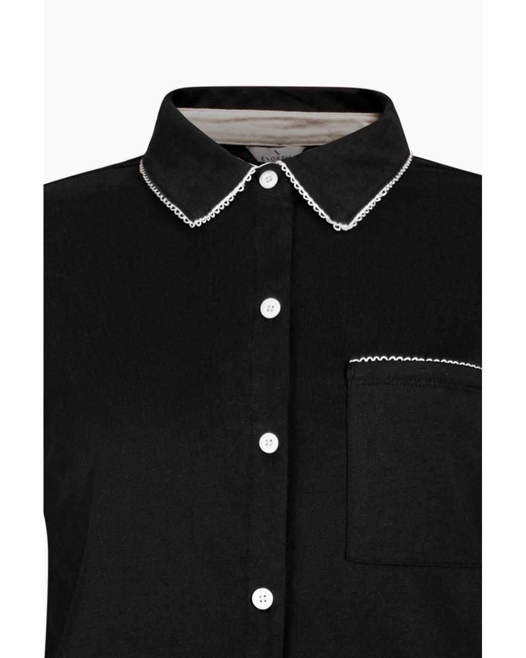 Enorsia Black Premium Cotton Long Sleeve Shirts & Pajama Set