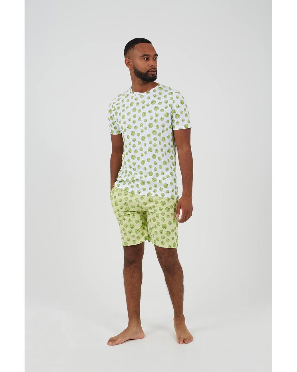 Brave Soul Brown Festive Sprout Print Pyjama Set for men