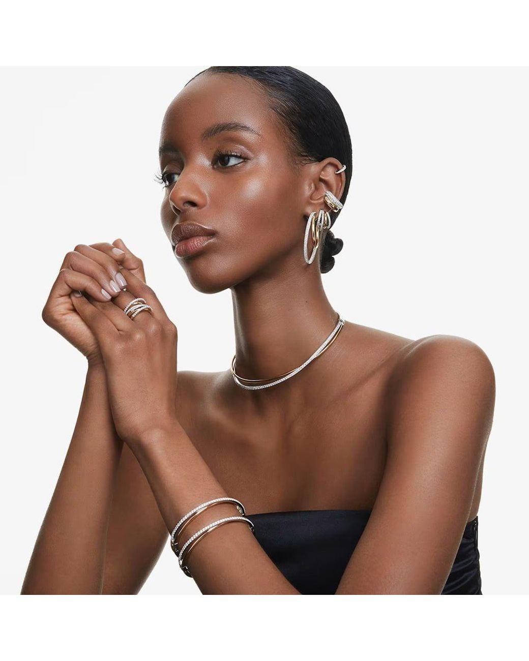 Swarovski Metallic Matrix Tennis Crystal Hoop Earrings 5690670