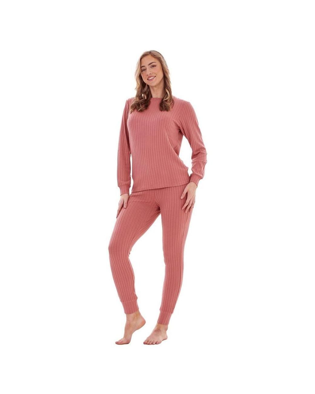 Keanu Red Ribbed Long Pyjama Set