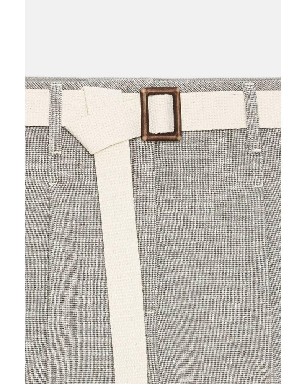 Dilvin Gray Belted Straight-Leg Ankle Trousers