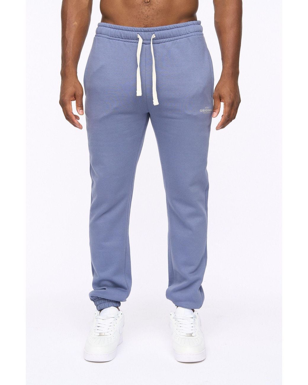 Crosshatch Blue Mappedout High-Build Graphic Logo Joggers With Branded Back Pocket for men