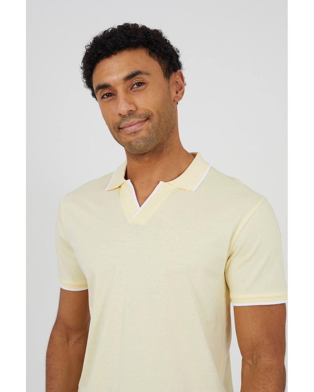 Brave Soul White Open Collar Polo Shirt for men
