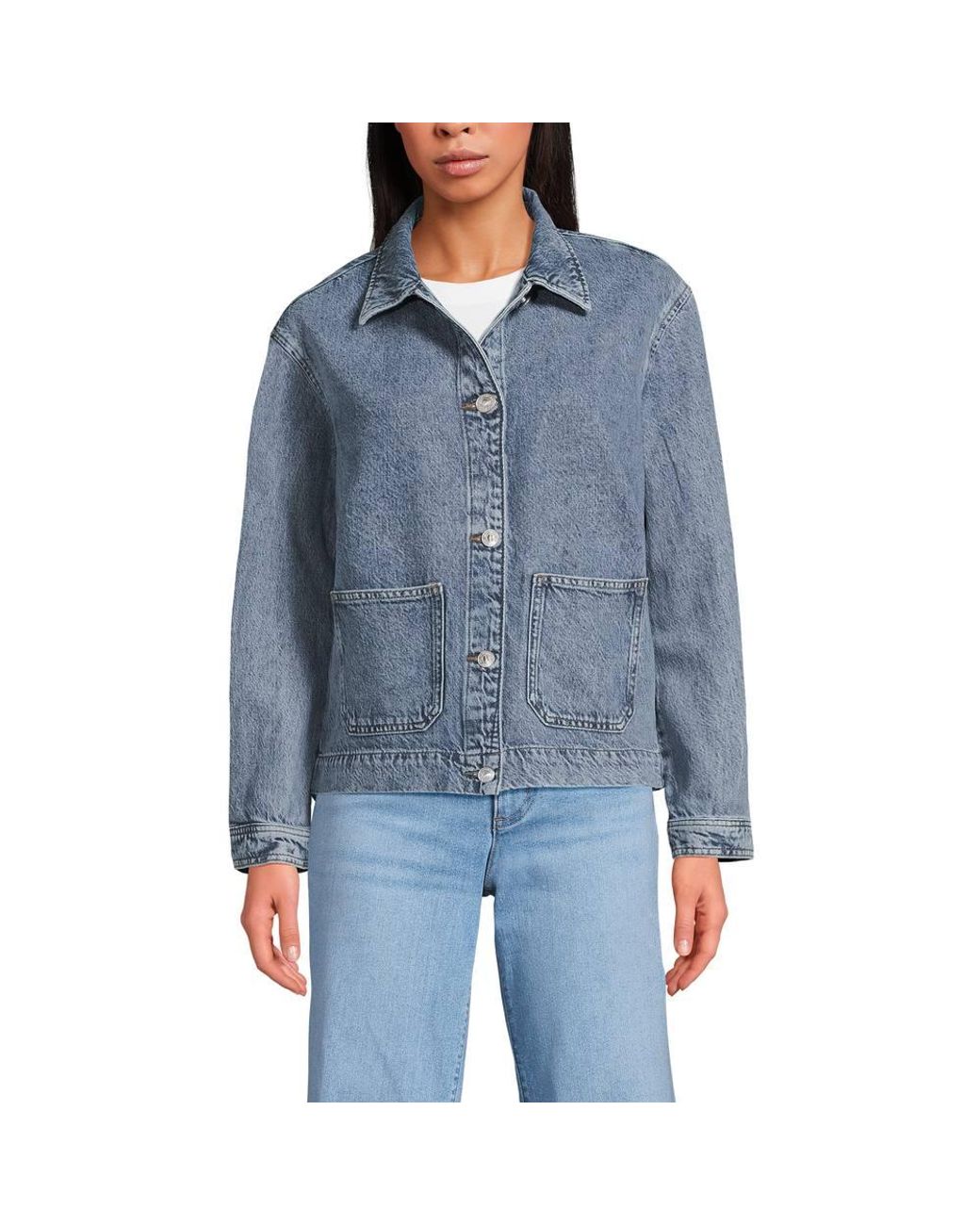Lands' End Blue Linen Blend Jeans Jacket
