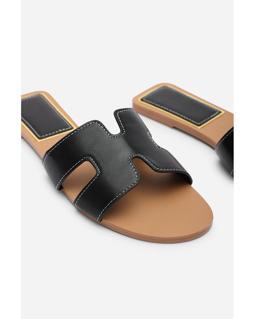 Where's That From Brown 'Avira' Cut Out Flat Sandals