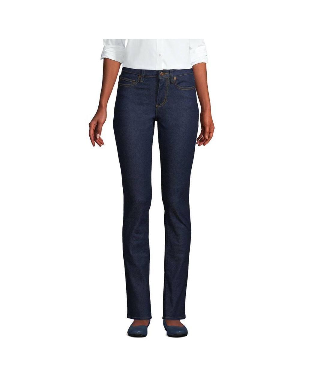 Lands' End Blue Tall Recover Straight Leg Jeans, Mid Rise