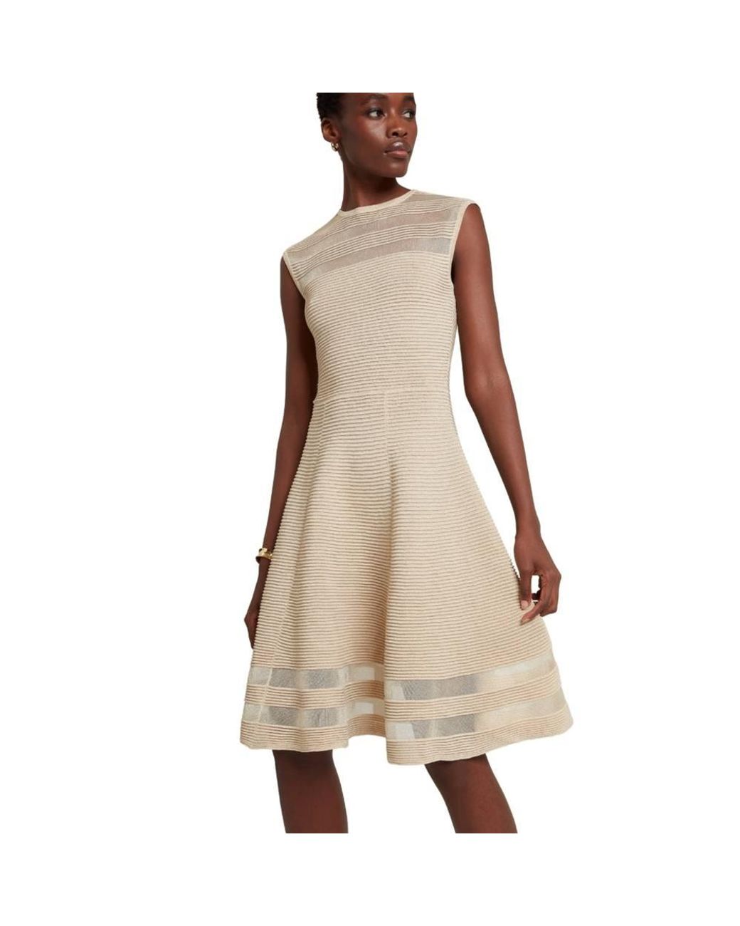 Ted Baker Natural Saalli Sleeveless Round Neck Regular Fit Midi Dress