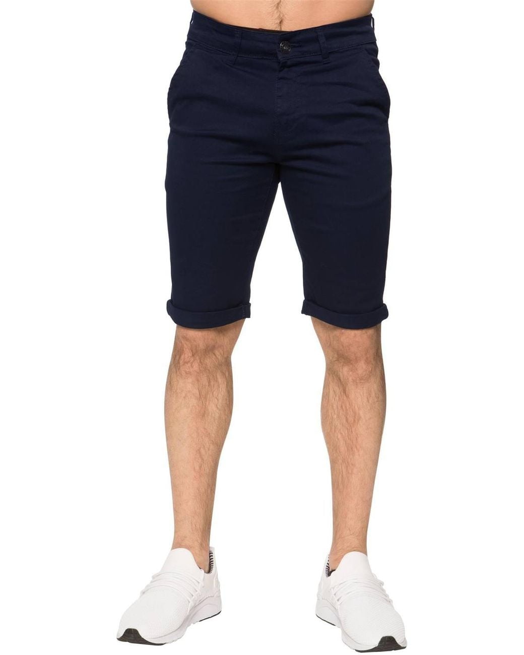 Enzo Blue Slim Fit Stretch Chino Shorts for men