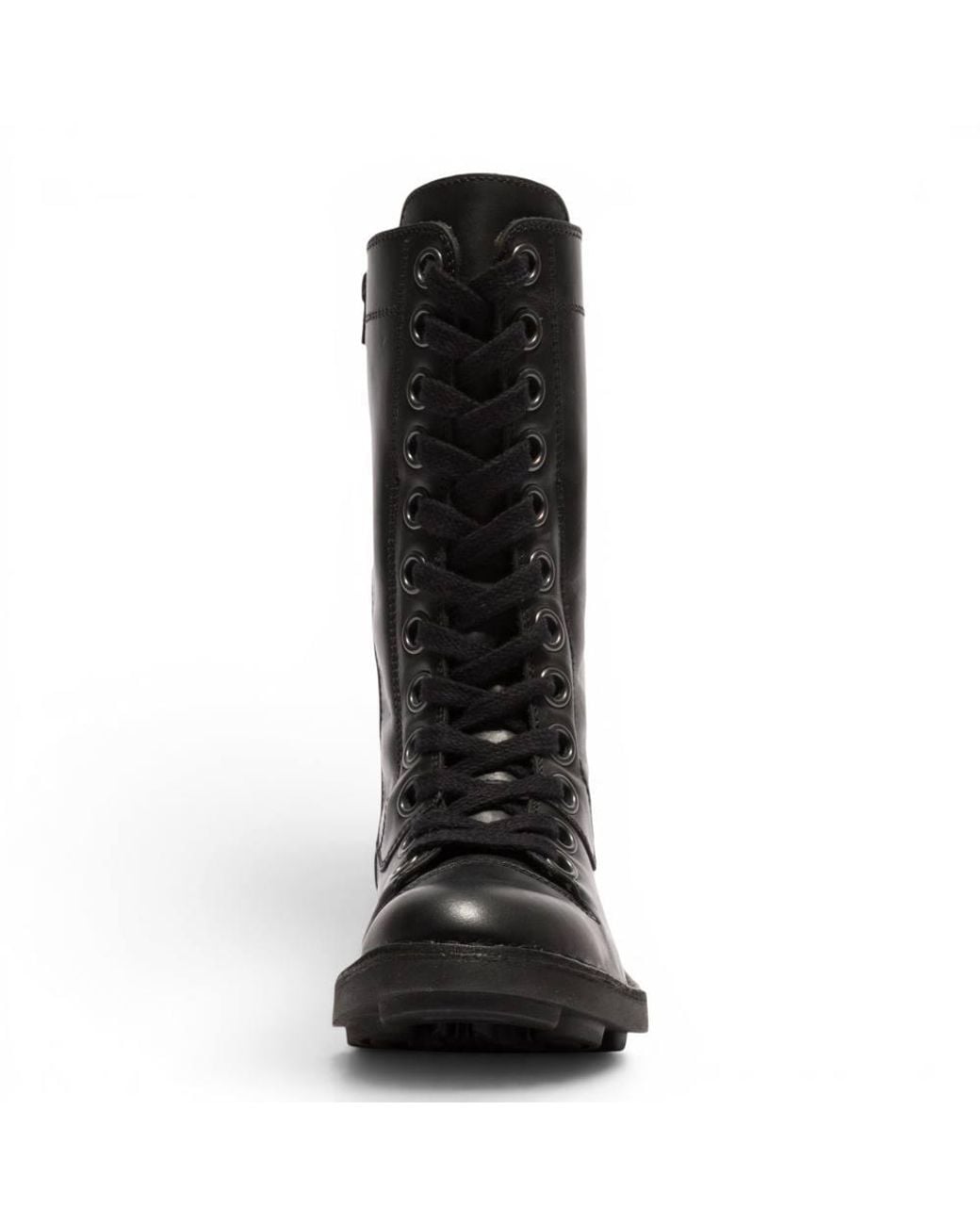 Infinity Leather Black Fly London Leather Lace-Up Combat Ankle Boots- Nole176