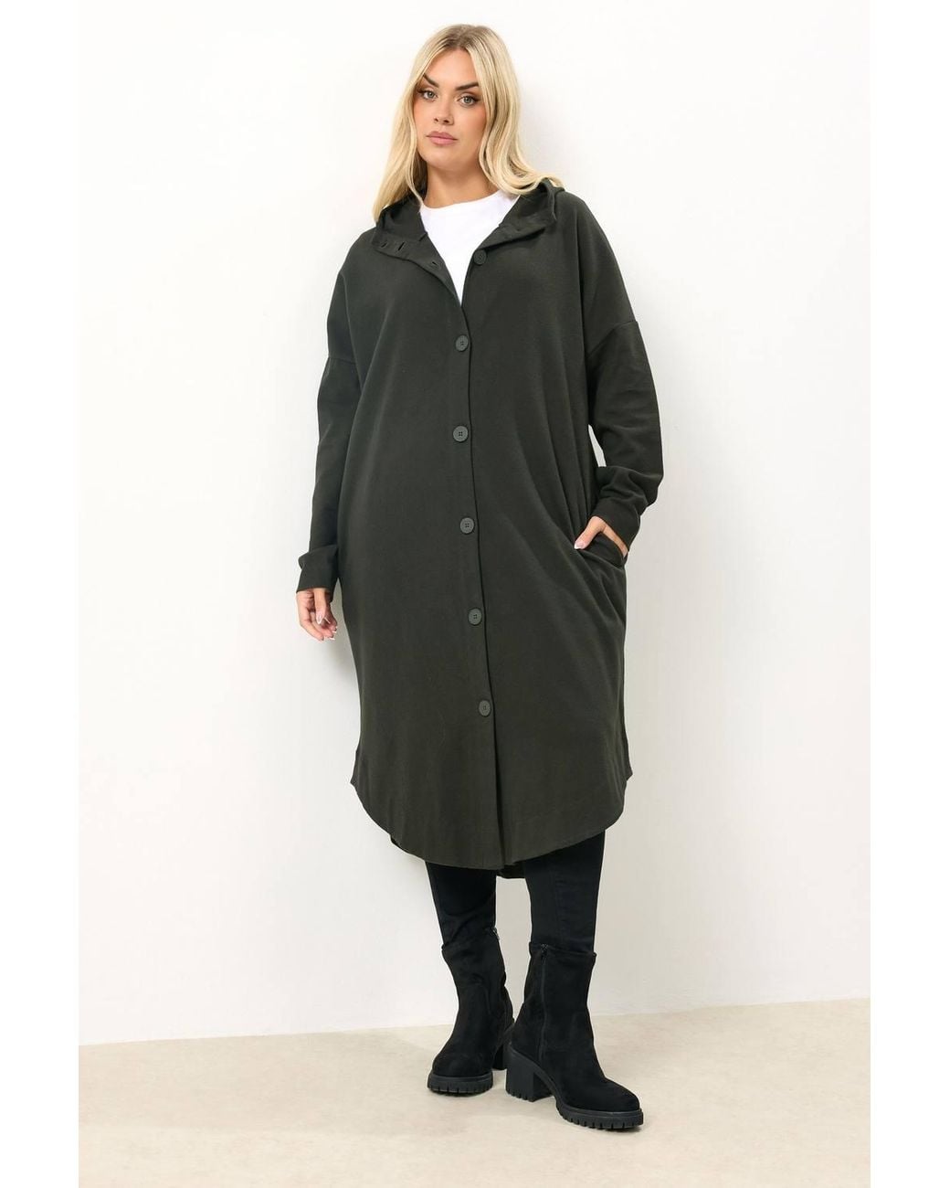 Yours Black Hooded Maxi Jacket