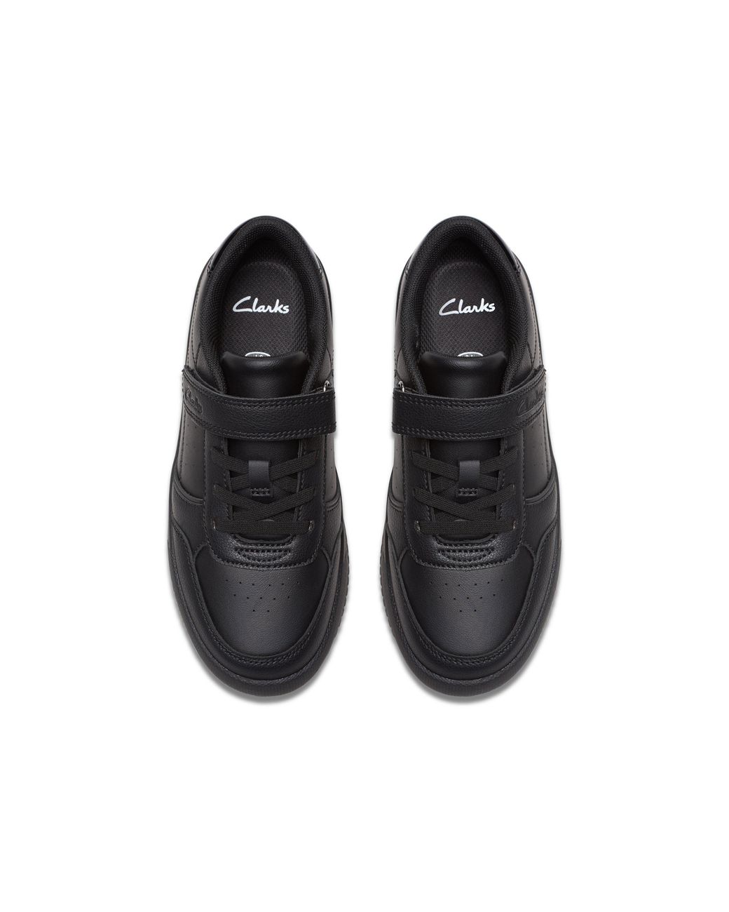 Clarks Black Barley Step Kid Trainers, Riptape, School Shoes