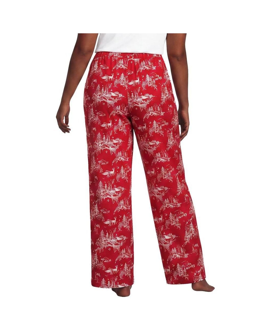 Lands' End Red Plus Pure Cotton Flannel Wide Leg Pyjama Bottoms