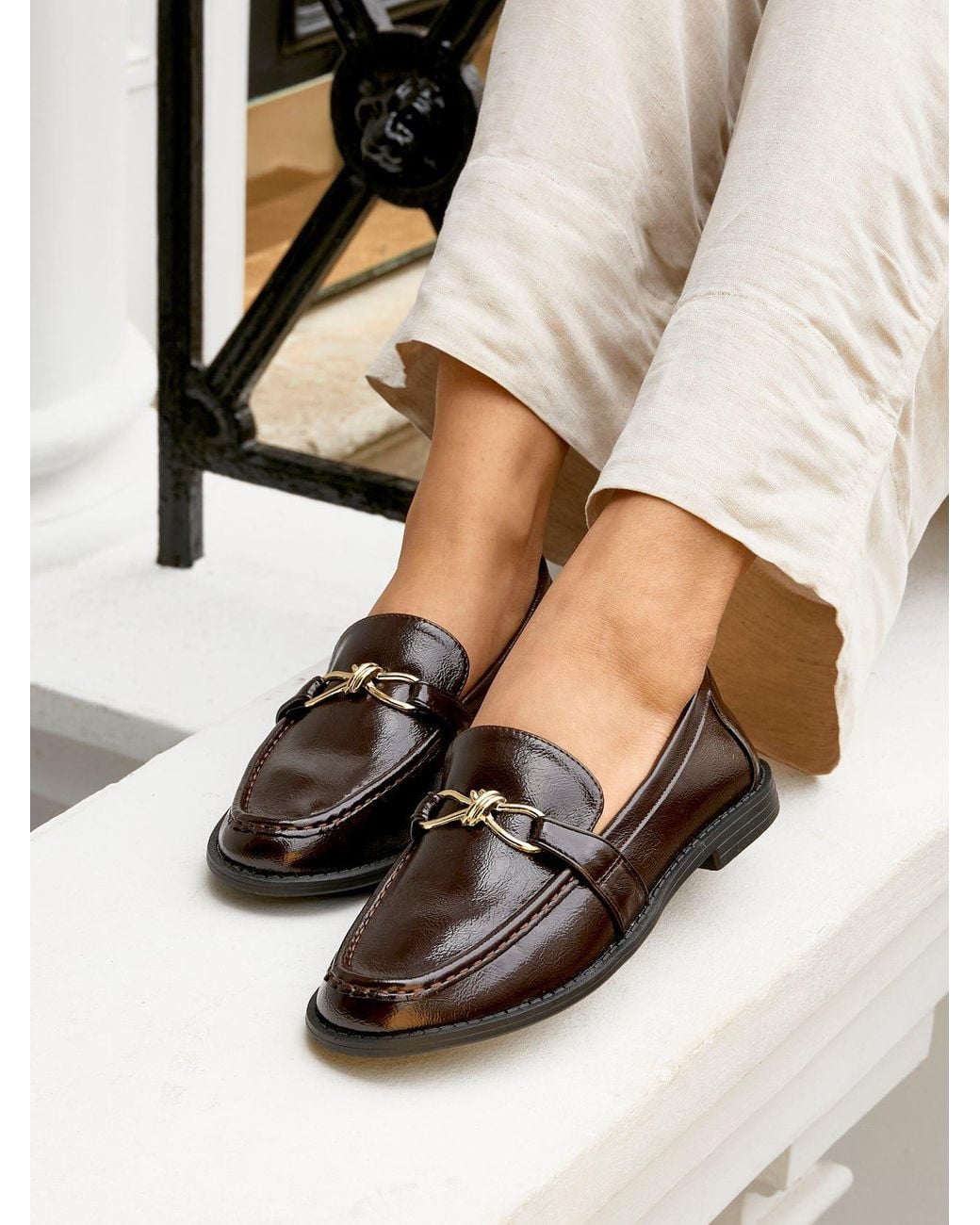 Linzi White Affluent Faux Leather Slip On Loafer