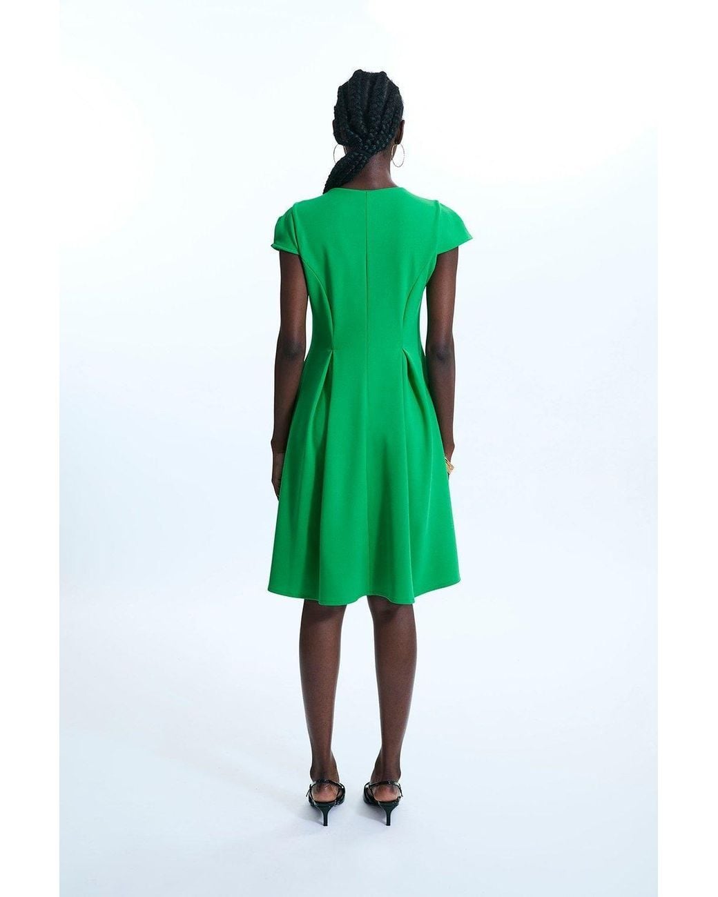 James Lakeland Green Cap Sleeve Button Midi Dress