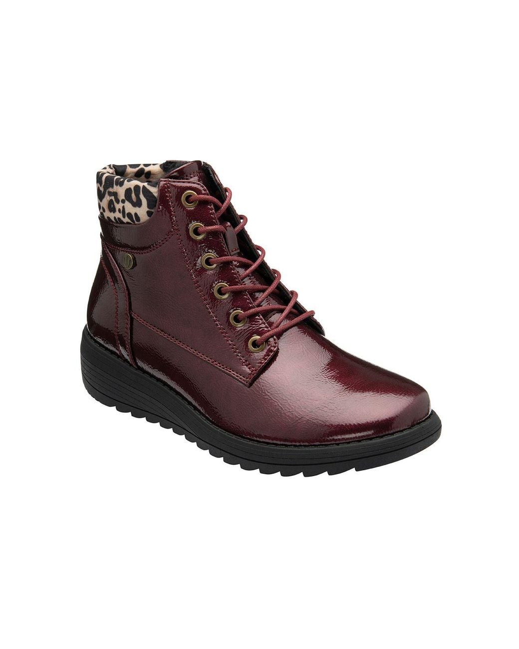 Lotus Brown 'Abelia' Patent Zip-Up Ankle Boots