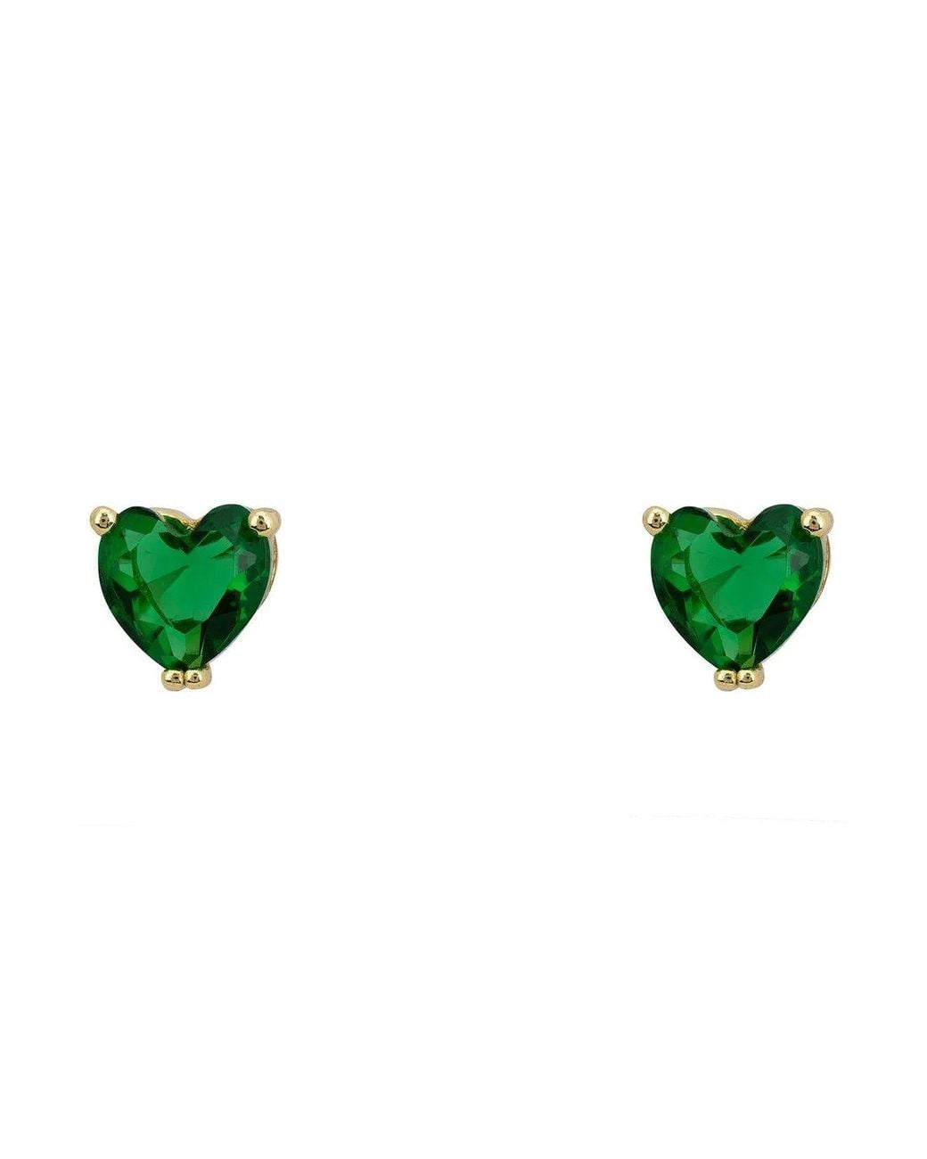 Latelita London Green Asscher Cut Heart Stud Earrings Emerald