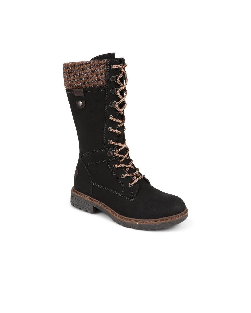 Pavers Black Lace-Up Calf Boots